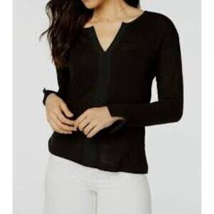 Sanctuary Women's Black Sienna Split V-Neck Contrast Blouse Top Size XS